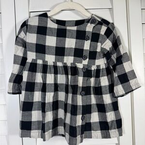 TEA Buffalo Plaid Black and White Kids Dress 12-18 months